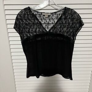 Janeville Elegant Black Lace Women's Top